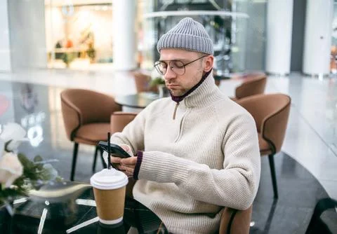 White man drinking coffee Stock Photos