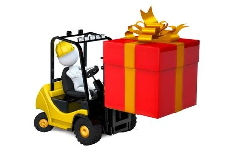 White man on a loader with a gift by a holiday Stock Illustration