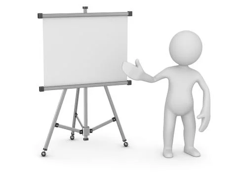 White man pointing empty whiteboard Stock Illustration