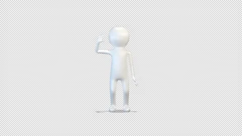 White man stands and greets with one hand Video Loop and Alfa Channel 库存影片 163335908