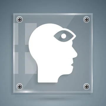 White Man with third eye icon isolated on grey background. The concept of Stock Illustration