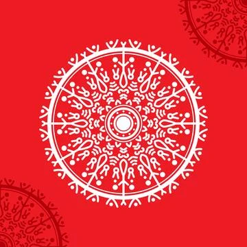 White Mandala on Red Background Stock Illustration