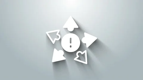 White Many ways directional arrow icon isolated on grey background. 4K Video Stock Footage 156382705