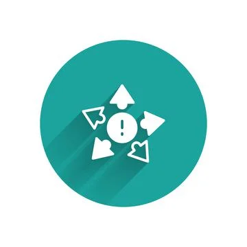 White Many ways directional arrow icon isolated with long shadow background Ilustración de archivo