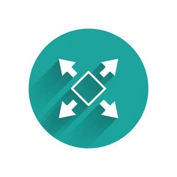 White Many ways directional arrow icon isolated with long shadow background Stock Illustration