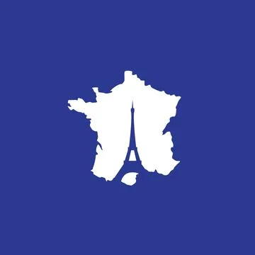 White map french with Eiffel logo design vector graphic symbol icon sign il.. Stock Illustration