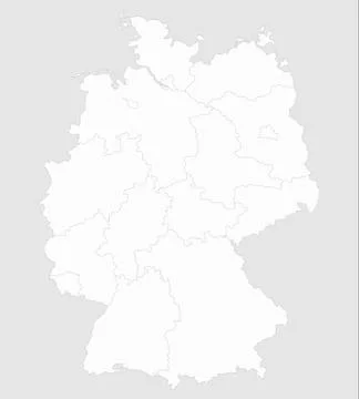 White map Germany with borders of the lands Stock Illustration