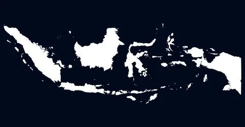 White map of Indonesia isolated on dark background vector graphic design Stock Illustration
