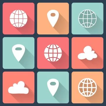 White map pin flat icons Ilustración de archivo