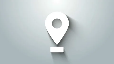 White Map pin icon isolated on grey background. Navigation, pointer, location Stock Footage 145863729