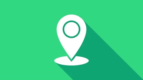 White Map pin icon isolated on green background. Navigation, pointer, location Stock Footage 146740891