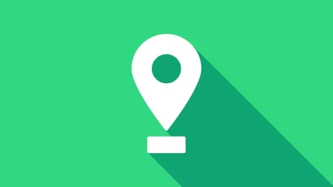 White Map pin icon isolated on green background. Navigation, pointer, location Video stock 147151558