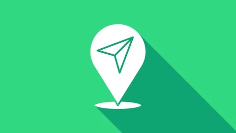 White Map pin icon isolated on green background. Navigation, pointer, location Stock Footage 147227946