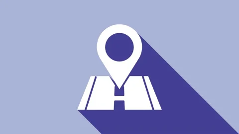 White Map pin icon isolated on purple background. Navigation, pointer, location 스톡 동영상 148296913