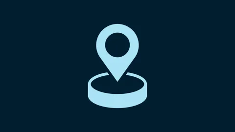 White Map pin icon isolated on blue background. Navigation, pointer, location Stock Footage 229563516