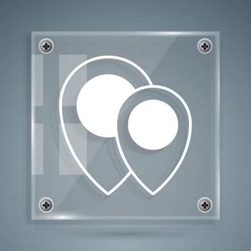 White Map pin icon isolated on grey background. Navigation, pointer, location Stock Illustration