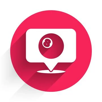 White Map pointer with billiard pool snooker ball with number 8 icon isolated Stock Illustration