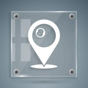 White Map pointer with billiard pool snooker ball with number 8 icon isolated on イラスト素材