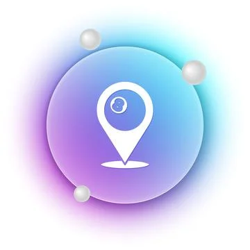 White Map pointer with billiard pool snooker ball with number 8 icon isolat.. Stock Illustration