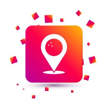 White Map pointer with bowling ball icon isolated on white background. Sport イラスト素材