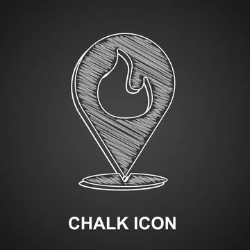 White Map pointer with fire flame icon isolated on crumpled paper background Stock Illustration