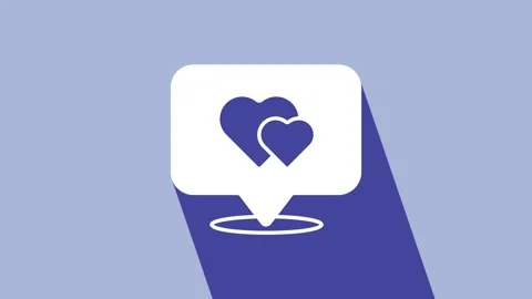 White Map pointer with heart icon isolated on purple background. Valentines day Video stock 225865284