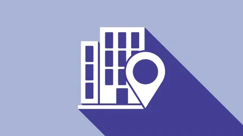 White Map pointer with house icon isolated on purple background. Home location 스톡 동영상 148296751