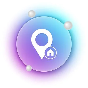 White Map pointer with house icon isolated on white background. Home locati.. 库存插图