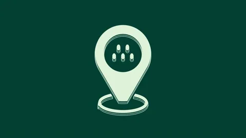 White Map pointer with taxi car icon isolated on green background. Location Video stock 236006870