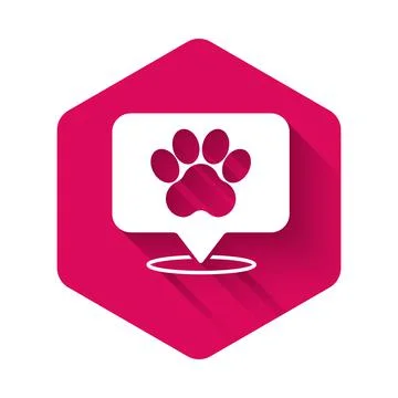 White Map pointer with veterinary medicine hospital, clinic or pet shop for a Illustrazione stock