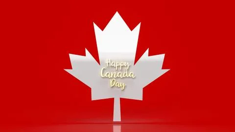 The white maple leaf on red background for Canada day concept 3d rendering Stock Illustration