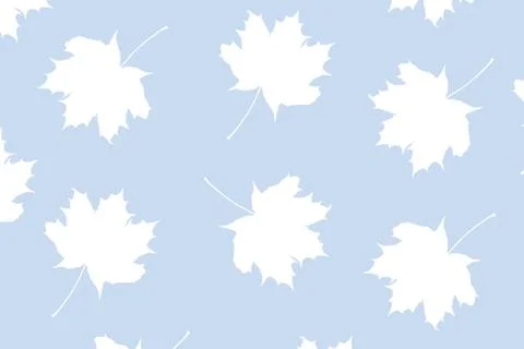 White maple leaf silhouette pattern on blue background. Foto stock