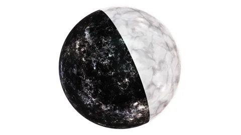 White marble and black marble combo sphere looping 3D animation with alpha Stock Footage 219871940