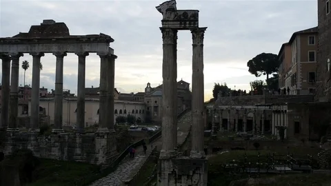 White marble Arch of Septimius Severus, Roma Vídeo Stock 70849083