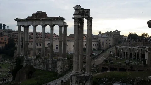White marble Arch of Septimius Severus, Roma Vídeo Stock 70990123