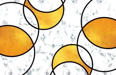 White marble background, black rings partially filled with orange Stock Illustration