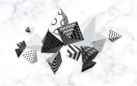 White marble background, pyramids with different texture Stock Illustration