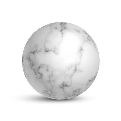 White marble ball. 3d realistic sphere in stone pattern with lines and shades Illustrazione stock