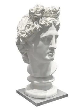 White marble bust of apollo on transparent background representing greek go.. Stock Photos
