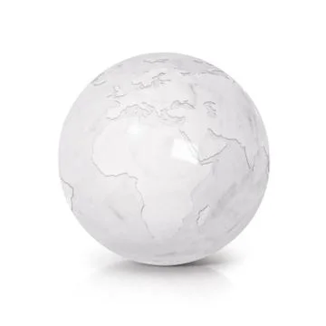 White Marble globe 3D illustration europe and africa map Stock Illustration