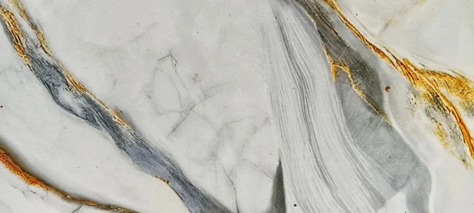 White marble pattern with abstract gold and gray veins Stock Photos