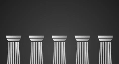 White marble pillars on black background Stock Illustration