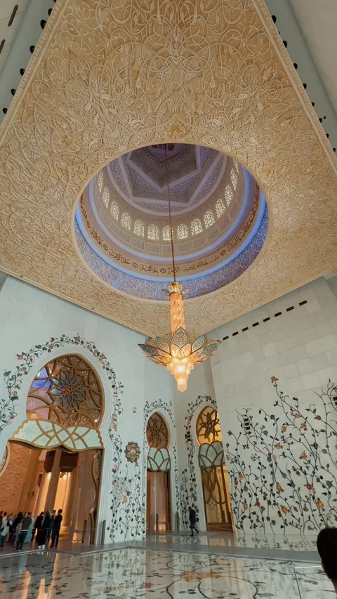 White Marble at Sheikh Zayed Grand Mosque 2 Stock Footage 327471532