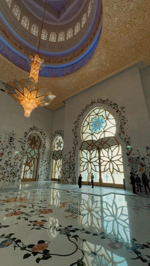 White Marble at Sheikh Zayed Grand Mosque 6 Stock Footage 327471560