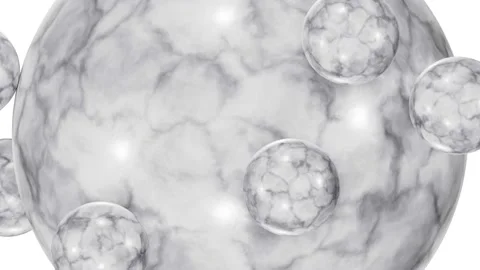 White marble sphere with rolling small spheres looping 3D animation Stock Footage 201523769