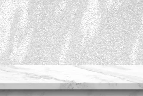 White Marble Table with Tree Shadow on the Garden on Glitter Stone Wall Tex.. Illustration