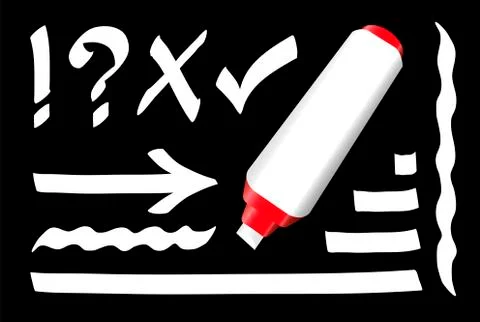 White Marker Black Background Stock Illustration