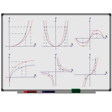 White marker board with hand-drawn graphs Stock Illustration