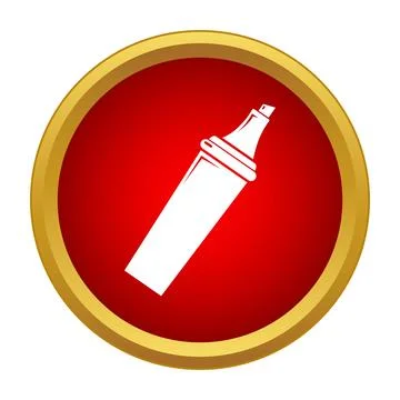 White marker icon highlighting information inside red circle Stock Illustration