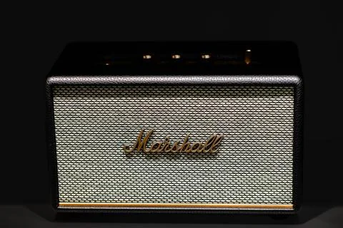 White Marshall Portable Speaker Stock Photos